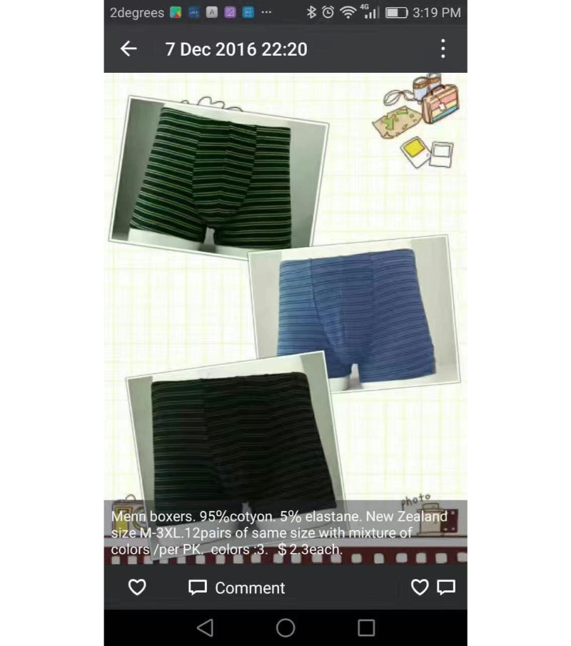 $2.3 /pair Men's boxers no tag