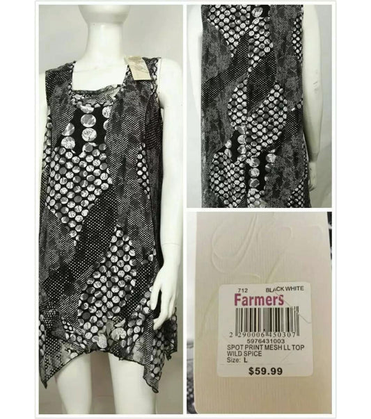 $8 Spot Print Mesh Top